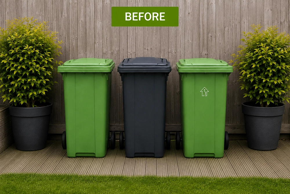 Wheelie bins before bin storage installation