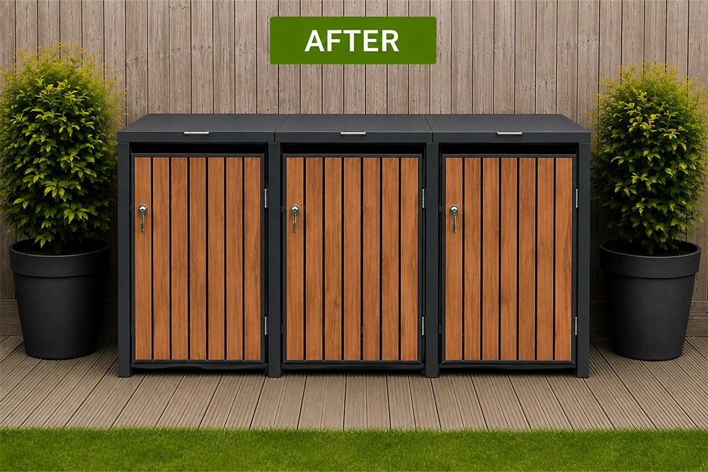 Triple wheelie bin storage creating a tidy outdoor space